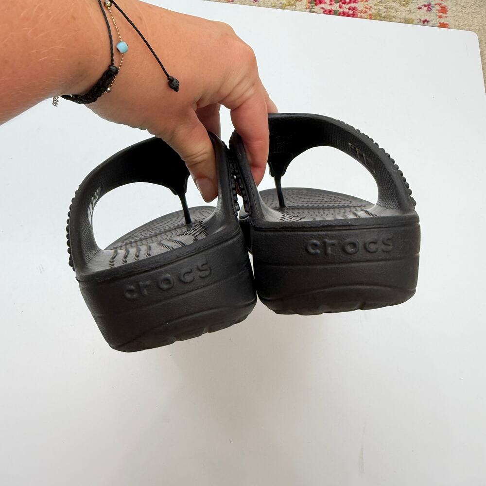 CROCS Black Rhinestone Platform Sandal 7 - Picture 4 of 5